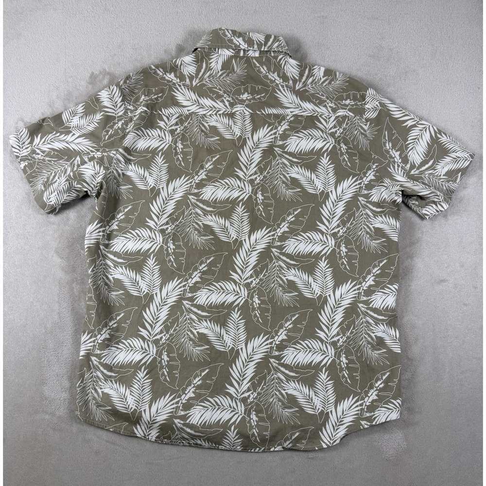 JOGAL Mens L Tropical Leaf Shirt Green White Short Sleeve Button Up 100% Cotton - Picture 15 of 15